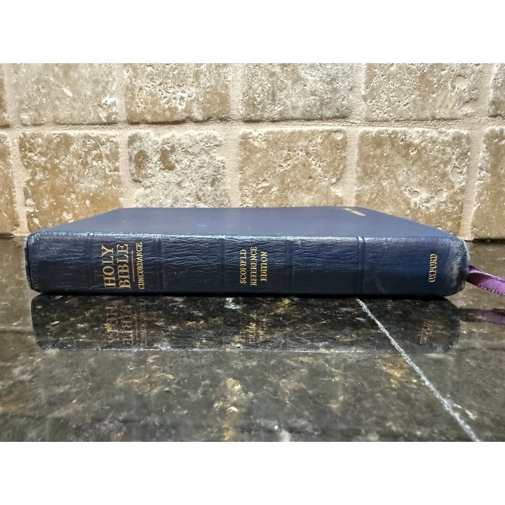 1971 Blue Genuine Morocco Leather Oxford Pre-Owned Scofield Reference KJV Bible - Picture 4 of 13
